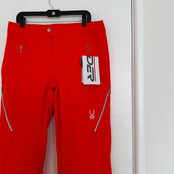 NEW Spyder Women Bright Red Ski Snowboard Snow Waterproof Pants Suit Size 14R - Picture 2 of 15